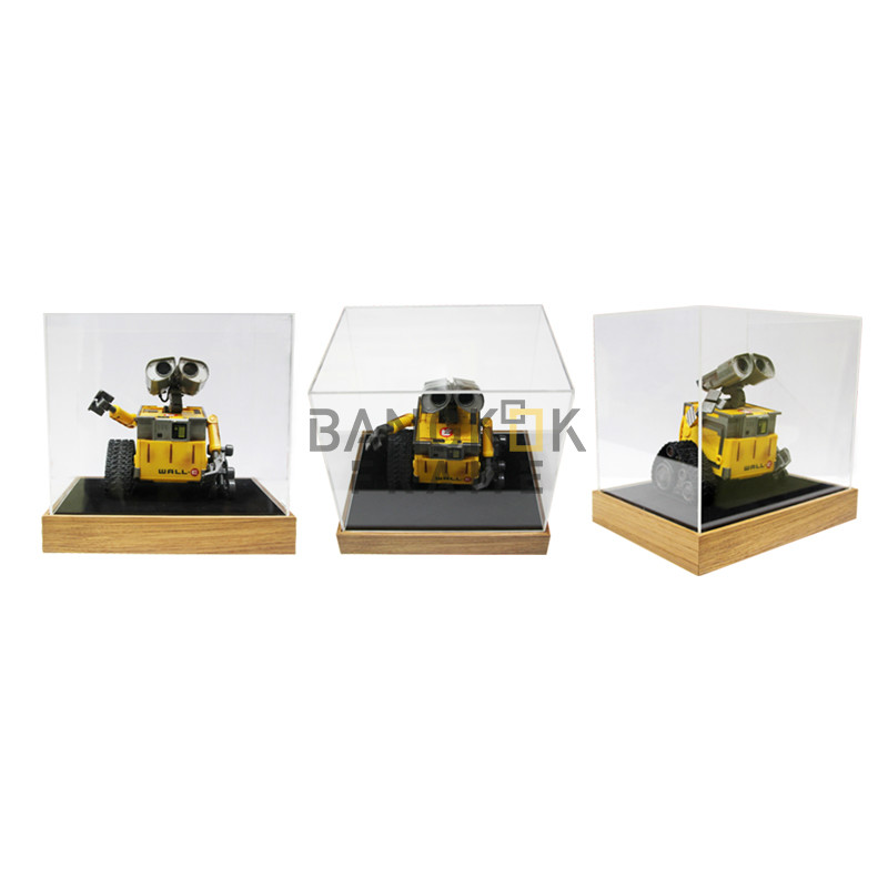 กรอบกล่องใสโชว์สินค้าฐานไม้